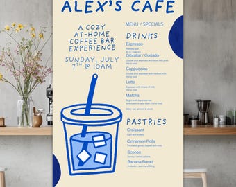 Coffee Menu Sign - Cozy Apartment Cafe List Template Hand Drawn Kitchen Decor Coffee Bar Signage Barista Expresso Iced Latte 4x6 and 8.5x11