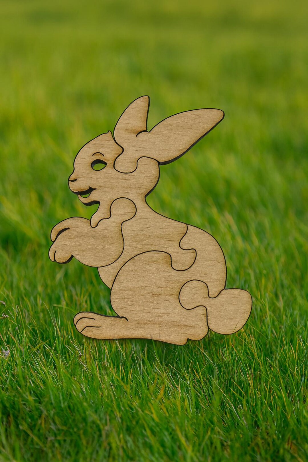 Wooden Cute Rabbit Puzzle - Etsy