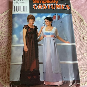 Edwardian or Bridgerton Style Dress Sewing Pattern Plus Size-Historical Costume or Wedding Gown-Simplicity 0673 with Flattering Empire Waist