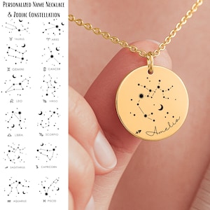 Personalized Zodiac Constellation Necklace with Name, Celestial Jewelry, Birthday Gift, Christmas Gift, Astrology Jewelry Gift for Her 2025