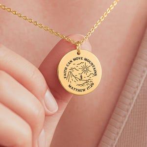 Faith Can Move Mountains Necklace,  Christian Gift, Bible Verse Necklace, Religious Mom Necklace, Christian Jewelry, Gift For Christian