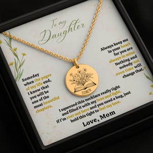 Personalized Daughter Gift From Mom , back to school gift, first day of school, Birthday Gift, book lover, flower necklace, Christmas Gifts