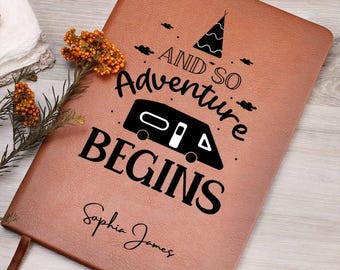 Travel Journal, Adventure Journal, Traveling Journal, Camping Journal, Camper Notebook, Custom Journal, Trip Planner, RV Gift, Camping Gift