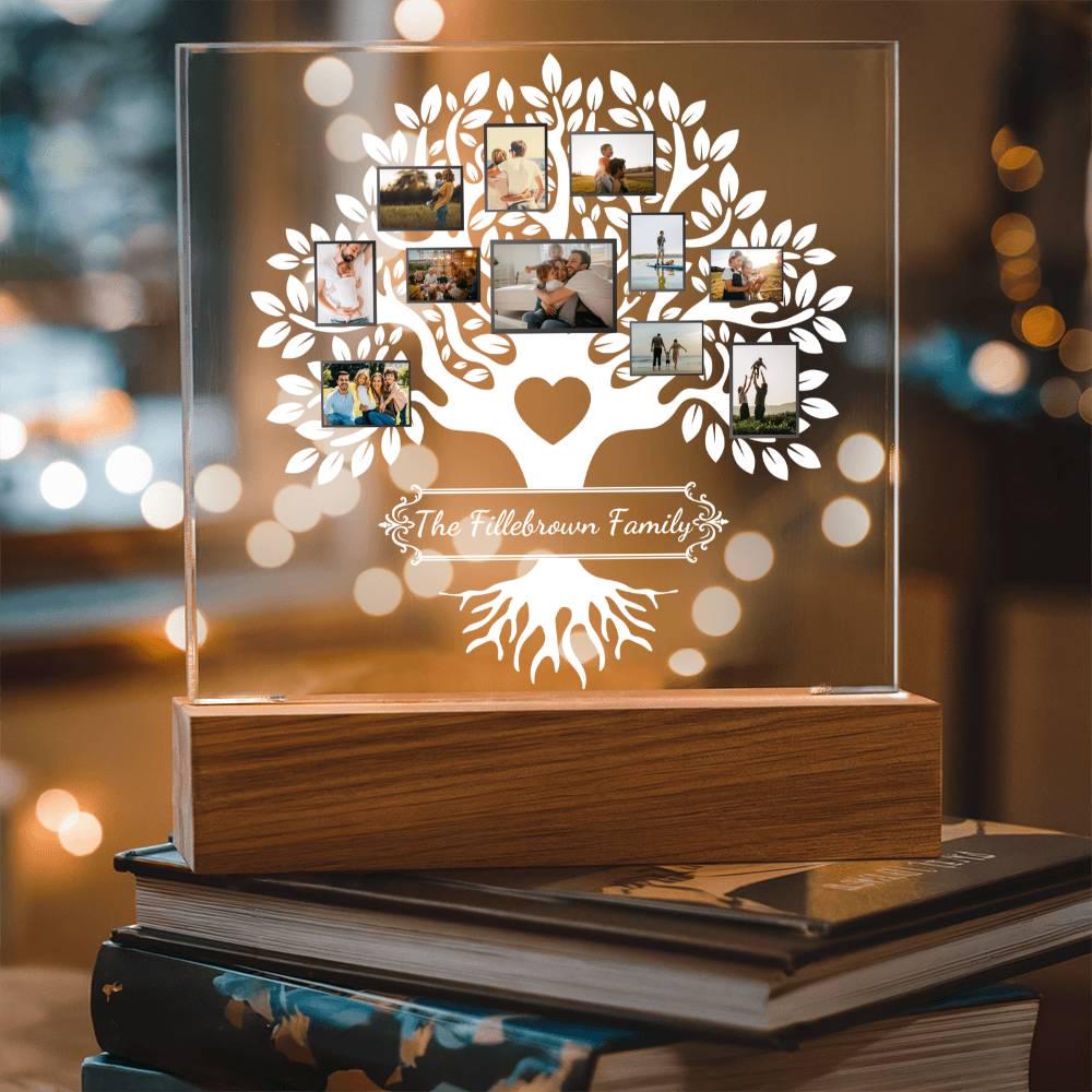 Personalized Family Tree Night Light With Photos: Custom Acrylic Plaque ...