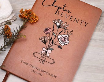 70th Birthday Gift for Her or Him, Chapter 70 Name Journal, Birth Flower Notebook, Personalized Gift for 70 Year Old Woman or Grandma