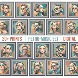 Retro Musik Digitales Poster Set - 20+ stilvolle Vintage-inspirierte Drucke | Portrait Wandkunst für Musikliebhaber & Wohnkultur