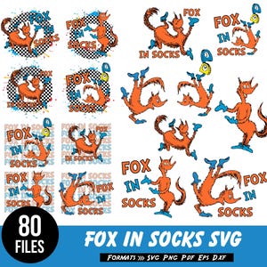 Fuchs in Socken Png, Seussville Png, Lehrer Tag Png, Lese Tag Png, Buchliebhaber PNG Gelesen in ganz Amerika, Lehrerleben PNG Digitaler Download