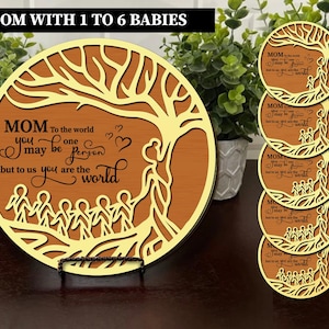 Moeder boom houten decoratieve standaard SVG, gelaagde boom SVG, lasergesneden bestand voor Glowforge Cricut, Moederdag cadeaus SVG, moeder SVG, DXF, EPS