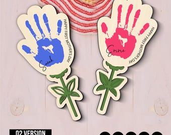 Handabdruck Blume SVG: Muttertag Laser Cut Datei (Digitaler Download)