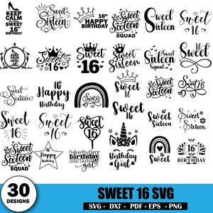 Sweet 16 SVG Bundle: Birthday Girl Designs for Cricut (Digital Download)