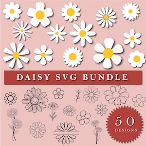 Daisy SVG Bundle: Retro Flower Clipart for Cricut & Silhouette (Digital Download
