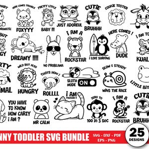 Lot SVG dessin animé animal : motifs amusants pour enfants (téléchargement numérique, utilisation commerciale)