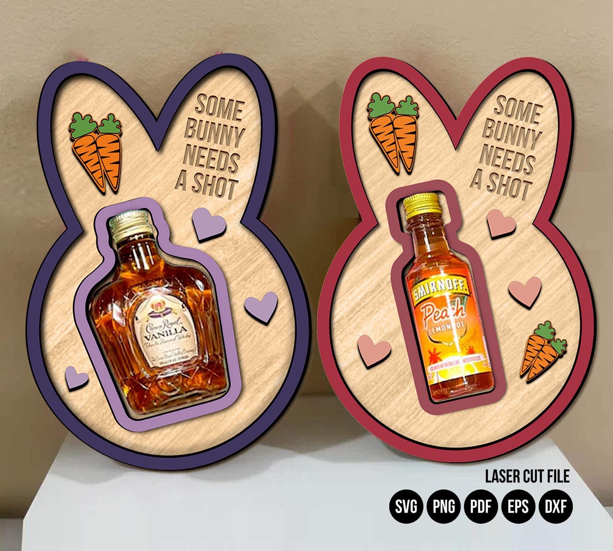 Osterhase Mini Alkohol Flaschenhalter SVG: Erwachsene Ostern Laser Dateien (Digitaler Download)