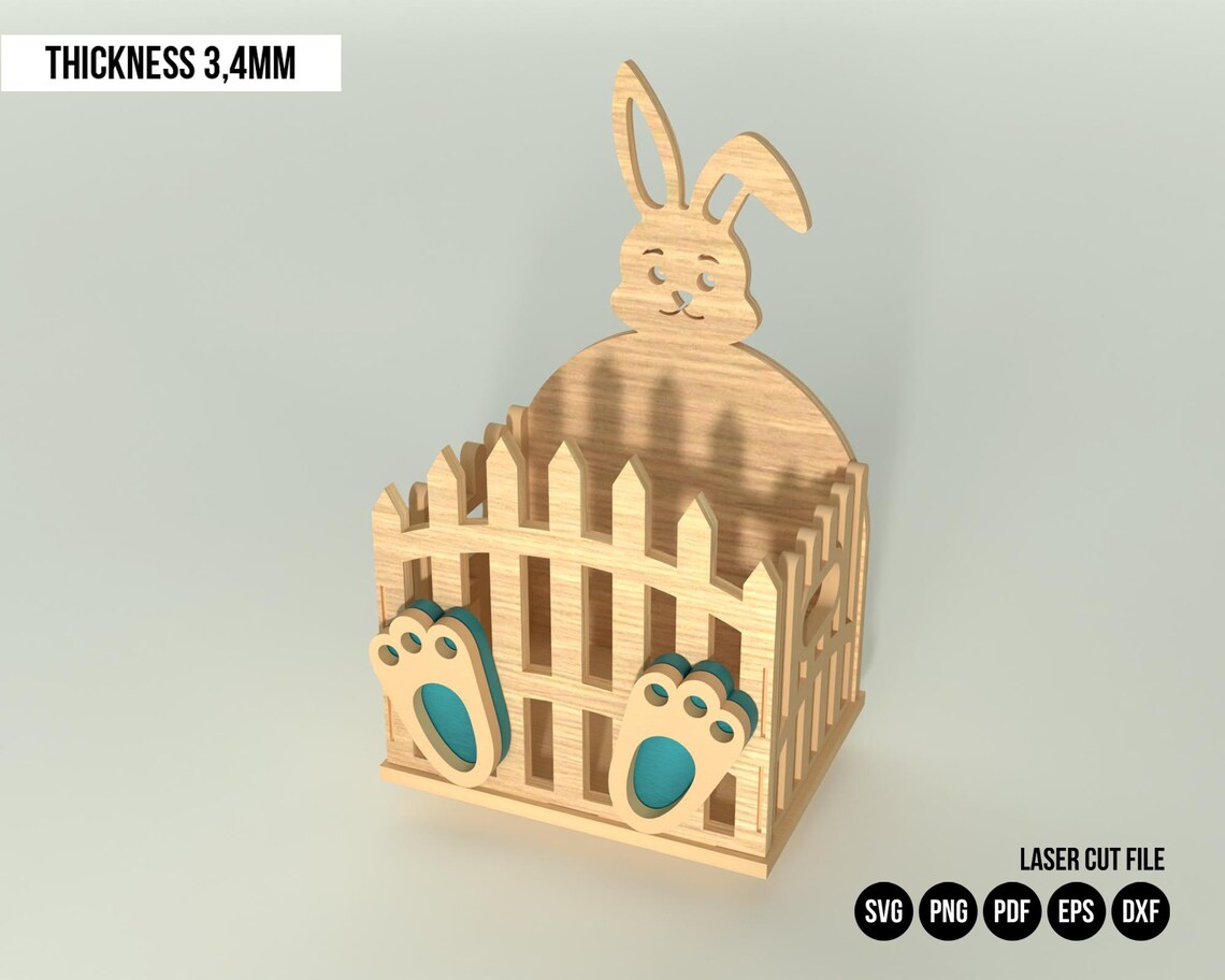 Easter Bunny Wooden Crate Laser Cut File Easter Basket Svg Laser File ...