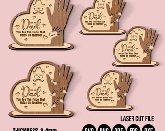 Vatertagstrophäe SVG: Kinderhände Papa Zeichen Laser Cut Datei