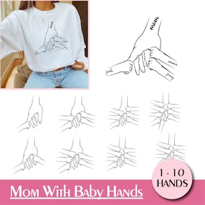 Personalized Mom/Grandma Hands PNG Bundle: Custom Kids Names (Digital File)