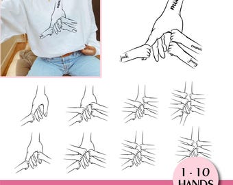 Personalized Mom/Grandma Hands PNG Bundle: Custom Kids Names (Digital File)