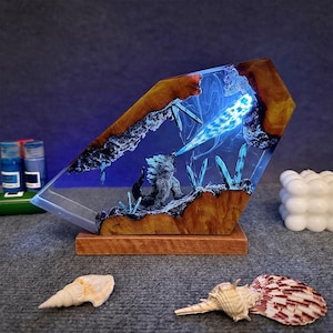 King Monster epoxy lamp, Resin table lamps, PC set up father&#39;s day gifts, desk lamp, Halloween gift, handmade gifts,gift for him, art decor