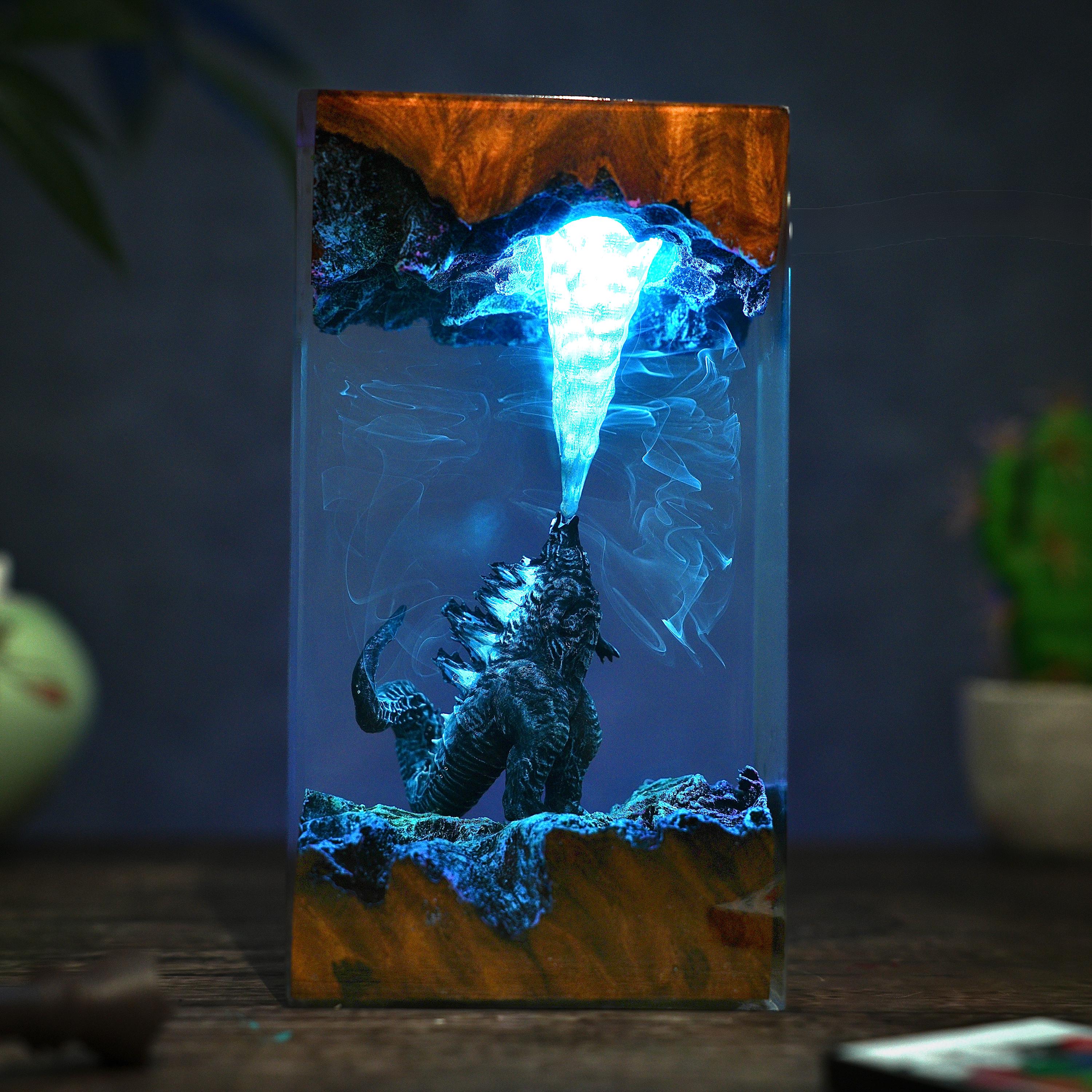Handmade God.zilla Kaiju Resin Lam, Monster Light, Custom Night