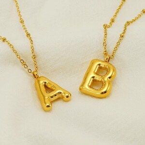 Collar con colgante de letra de burbuja para mujer / Collar con letra / Minimalista / Dorado y plateado / Regalo para ella / TikTok viral