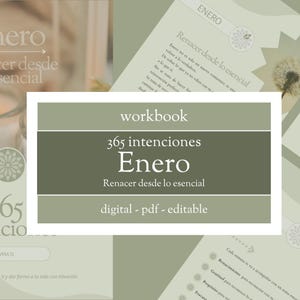 Caderno de Exercícios Digital de Janeiro - 365 Intenções para o Renascimento a Partir do Último Plano | Diário de Escrita Guiada Editável em PDF para Mulheres Conscientes