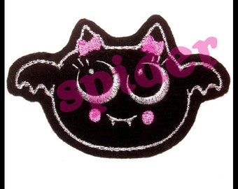 Twinkle Bat Embroidered Patch Embroidery Pink  Patch Patches Iron On Spooky Cutie Bats Bat Patch