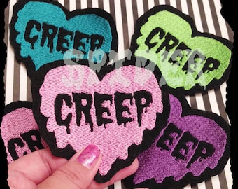 Creep into my Heart Iron on Patch  Embroidered Embroidery  Spooky Patches Iron on Patch Love