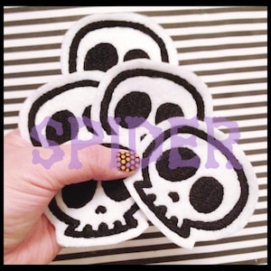 Little Skull Patch Skulls Iron on Patch Embroidery Embroidered Spooky Cutie