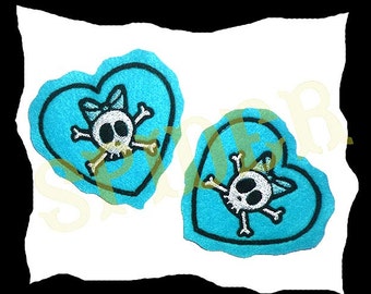 Deadly Love Iron on Embroidered Patch Heart Patch Valentines Day Jolly Roger Skull Bow Embroidery Patches