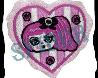 Creepy Cotton Candy TM Pink Love Valentines Day Heart Embroidered Iron on Patch Embroidery Patch Patches