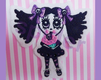 Scary Cupcake TM Embroidered Patch Cupcakes Cupcake Girl Spooky Cutie Embroidery Iron on Patch Patches