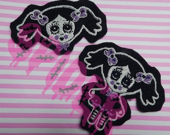 Baby Scary Cupcake TM Embroidered Patch Patches Iron on Spooky Cutie Gothic Dolly Embroidery