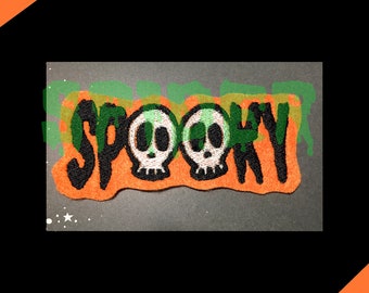 Spooky Patch Skulls Halloween Patches Embroidered Embroidery Iron on