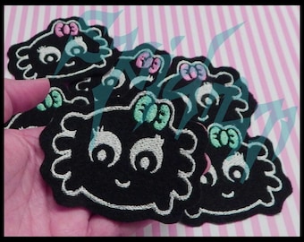 Itsy Bitsy Spider Small Patch Patches Turquoise or Pink Spooky Cutie Spiders Embroidered Embroidery Iron On Patch