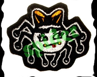 Halloween Patch Silly Spider Orange and Black  Embroidered Patch Spooky Cutie Spiders
