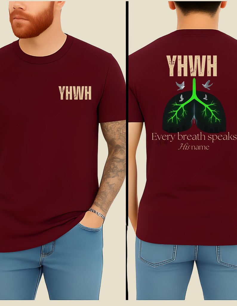 YHWH Christian Shirt – Every Breath Speaks His Name Men’s Faith Graphic Tee