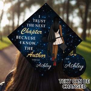 Christian Grad Cap Topper Custom Name with Bible Verse Luke 1:37 Faith Quote Graduation Hat Decoration