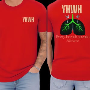 YHWH Christian Shirt – Every Breath Speaks His Name Men’s Faith Graphic Tee