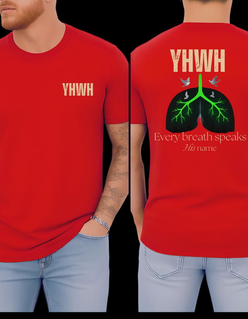 YHWH Christian Shirt – Every Breath Speaks His Name Men’s Faith Graphic Tee