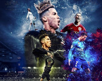 Fußball-Thema Cristiano Ronaldo PNG Premium-Design Straight Sublimation Wrap Benutzerdefinierte Name Tumbler 300 dpi DigitalInstant Download