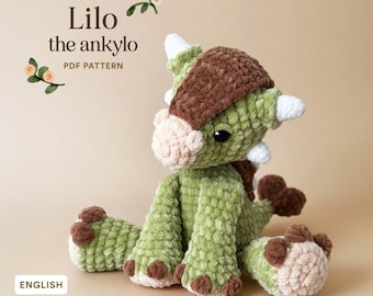 Lilo the Ankylo | Dinosaur plushie crochet easy beginner pattern | Ankylosaurus amigurumi | PDF low sew, cute and unique pattern