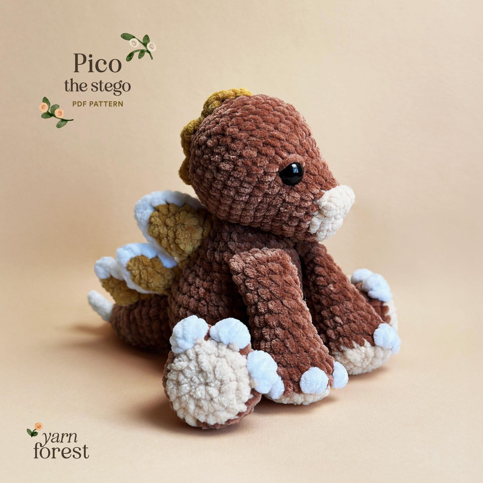 Pico the Stego | Dinosaur Plushie Crochet Easy Beginner Pattern ...