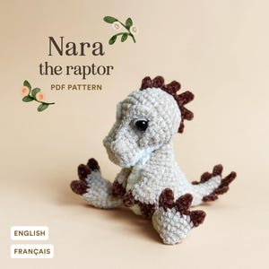 Nara the Raptor | Dinosaur plushie crochet easy beginner pattern | Velociraptor amigurumi | PDF low sew, cute and unique pattern