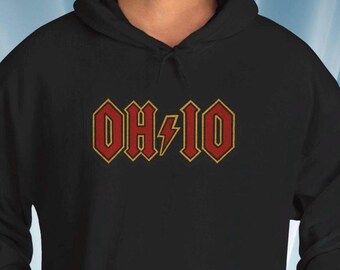 Rock n Roll Sweatshirt: Ohio Hoodie, Gift for Buckeye Fan, Unisex Hooded Sweatshirt, Tailgate Shirt, Rock Concert Shirt, Fall Hoodie