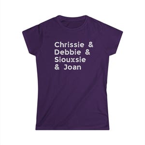 Dames punkrock-T-shirt: rock-'n-roll-T-shirt, dames uit de jaren 80, New Wave-concertshirt, Distressed Vintage Top, cadeau muziekliefhebber, rocker-T-shirt Purple