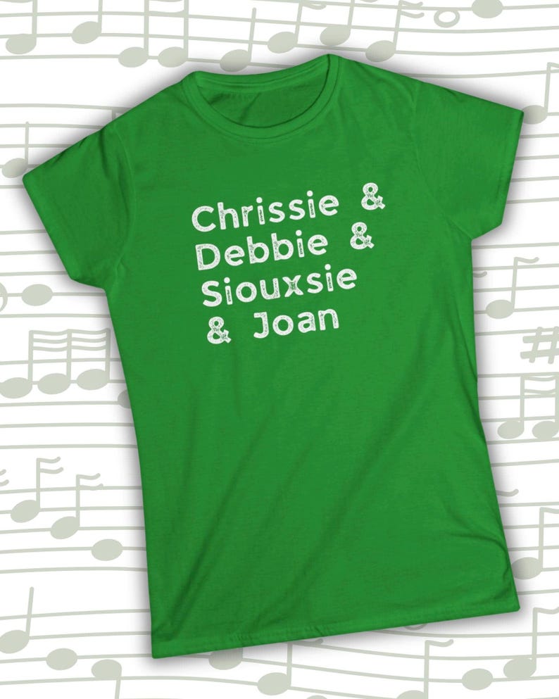Dames punkrock-T-shirt: rock-'n-roll-T-shirt, dames uit de jaren 80, New Wave-concertshirt, Distressed Vintage Top, cadeau muziekliefhebber, rocker-T-shirt Irish Green