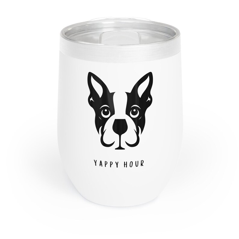 Weinbecher Boston Terrier: Lustiges Hund Mutter Geschenk, ""Yappy Hour"" Edelstahlbecher, ich denke an Sie Geschenk, Hundeliebhaber Geschenk, cooler Weinkühler." Bild 6