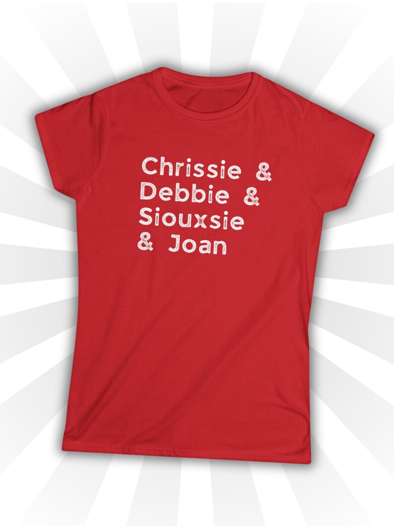 Dames punkrock-T-shirt: rock-'n-roll-T-shirt, dames uit de jaren 80, New Wave-concertshirt, Distressed Vintage Top, cadeau muziekliefhebber, rocker-T-shirt Red