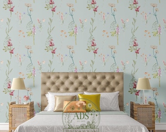 Wildflower Wallpaper - Vintage Floral Peel & Stick or Traditional Wallpaper for Bedroom, Nursery, Cottagecore Home Decor