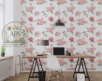 Vintage Rose Peel and Stick Wallpaper – Textured Floral Wall Décor, Removable Polyester Wallpaper for Bedroom, Nursery, Accent Walls